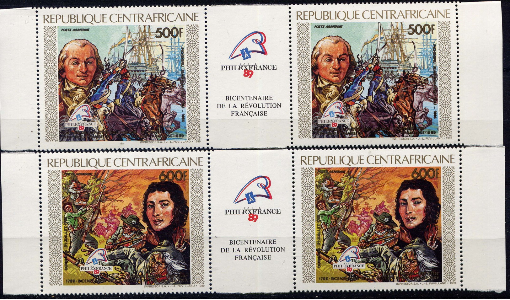 CENTRTAFRICAINE - A387/388A** - BICENTENAIRE DE LA REVOLUTION FRANCAISE - República Centroafricana