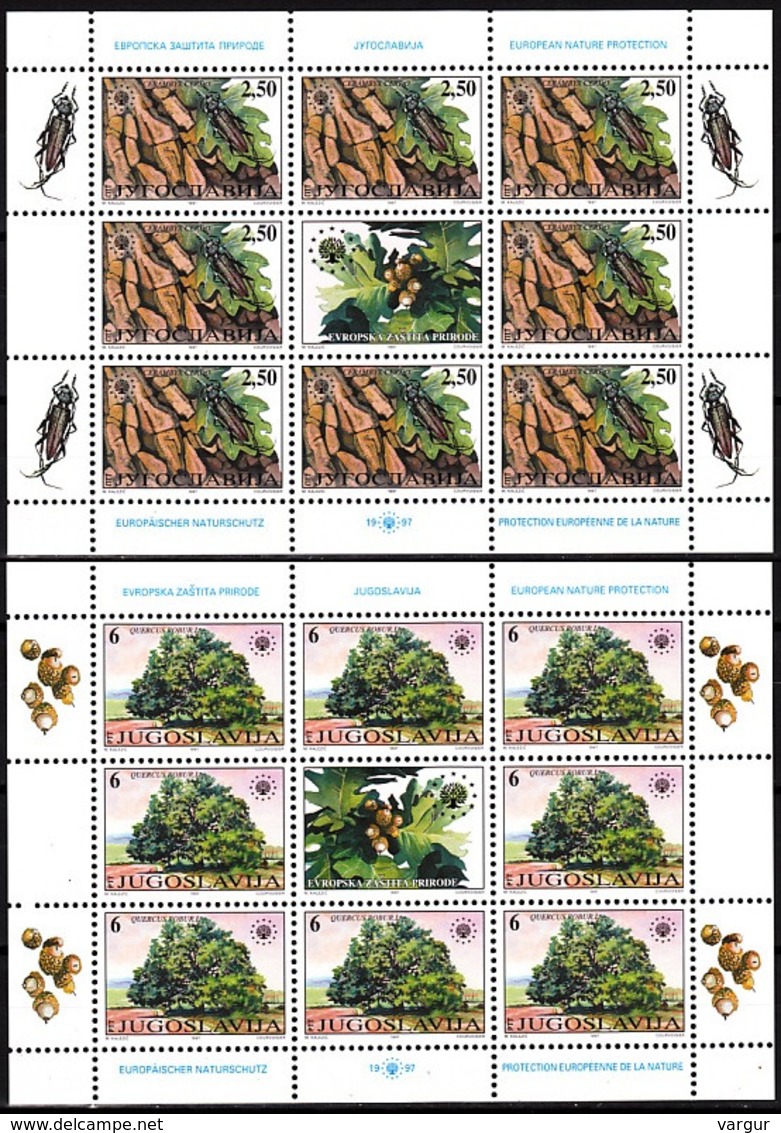 YUGOSLAVIA 1997 European Nature Protection Year. Insect Tree. 2 MINI-SHEETS, MNH - Europäischer Gedanke