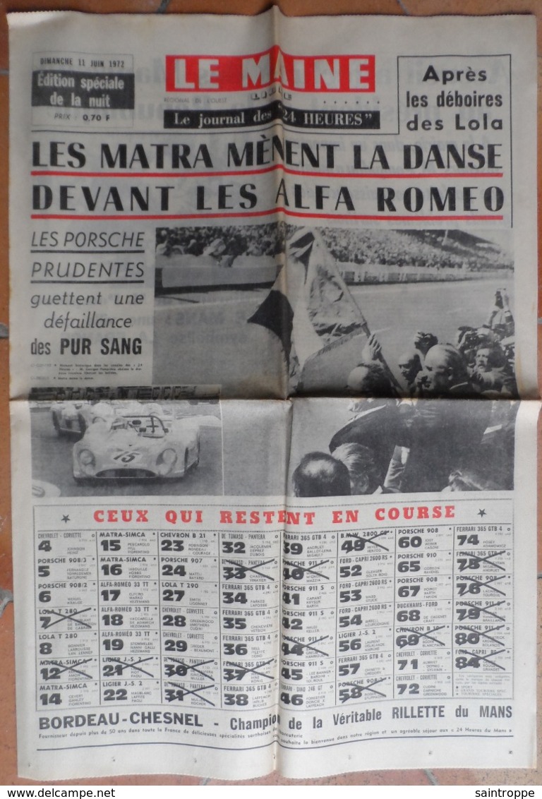 24 H Du Mans 1972.Matra Mène La Danse Devant Alfa Romeo.Beltoise Abandonne.Merckx Invulnérable Au Giro. - 1950 - Heute