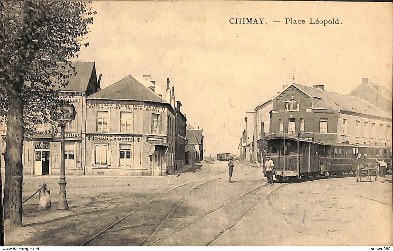 Chimay - Place Léopold - Top Animation Tram Café Tabac Arrêt Du Tram (Saia 1930, Bibliothèques Des Gares RARE Voir Zoom - Chimay