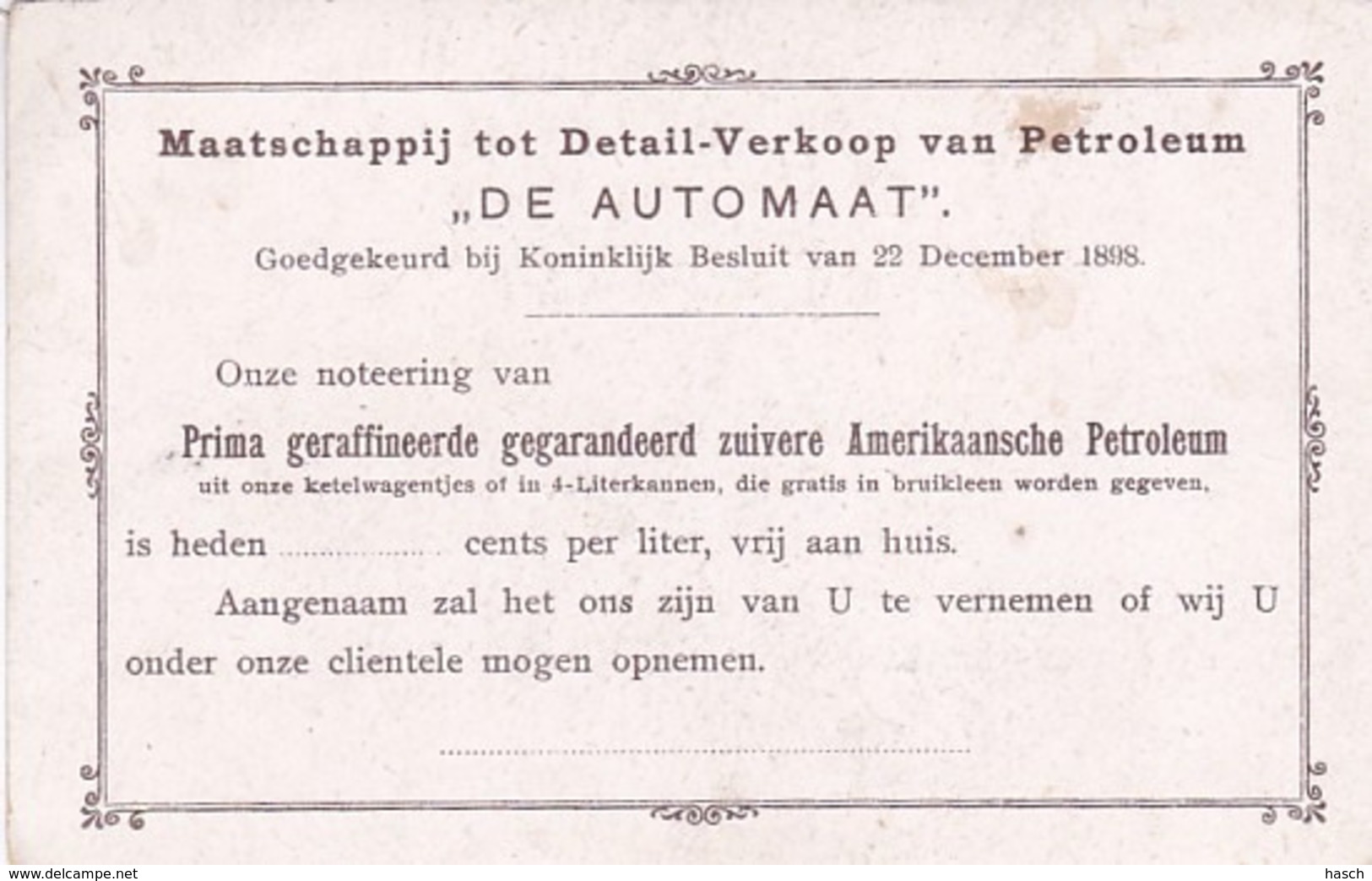 193711Maatschappij Tot Detail -  Verkoop Van Petroleum ,, De Automaat" - Andere & Zonder Classificatie
