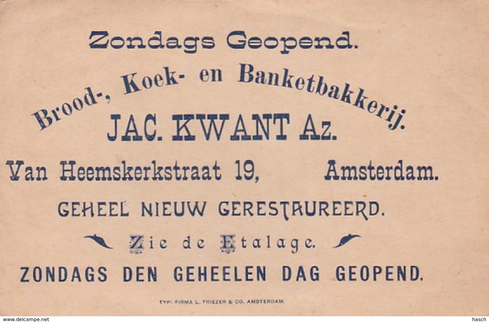 193716Brood, Koek En Banketbakkerij Jac. Kwant Az. Ban Heemskerkstraat 19 Amsterdam - Andere & Zonder Classificatie