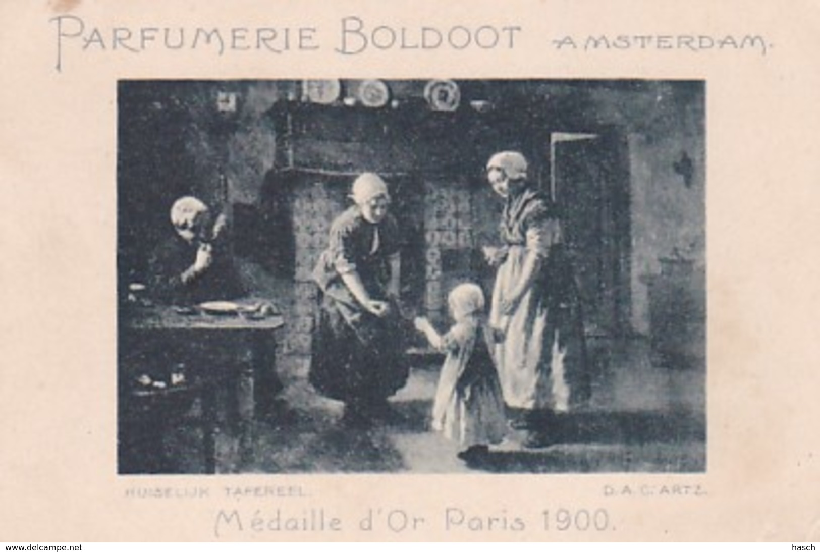 193766Parfumerie Boldoot Amsterdam (Huiselijk Tafereel) (D.A.C. Artz) (klein Vlekje Links Boven) - Andere & Zonder Classificatie