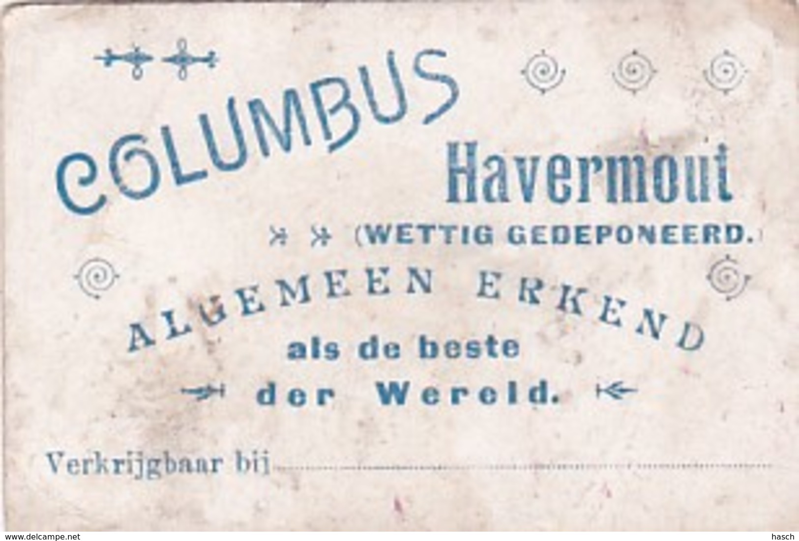 193773Columbus, Havermout (Wettig Gedeponeerd) (links En Rechts Boven Een Kleine Vouw, Ook Links ) - Andere & Zonder Classificatie