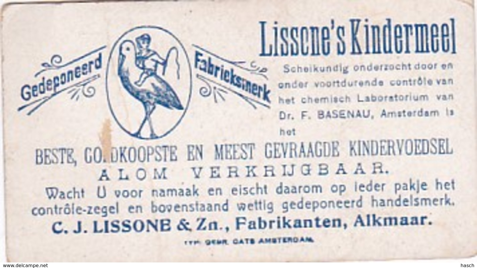 193796Lissone Kindermeel C.J. Lissone En Zoon. Fabrikanten. Alkmaar. Verzamelplaatjes  ,, Vrijheer Van Mnchenha - Andere & Zonder Classificatie