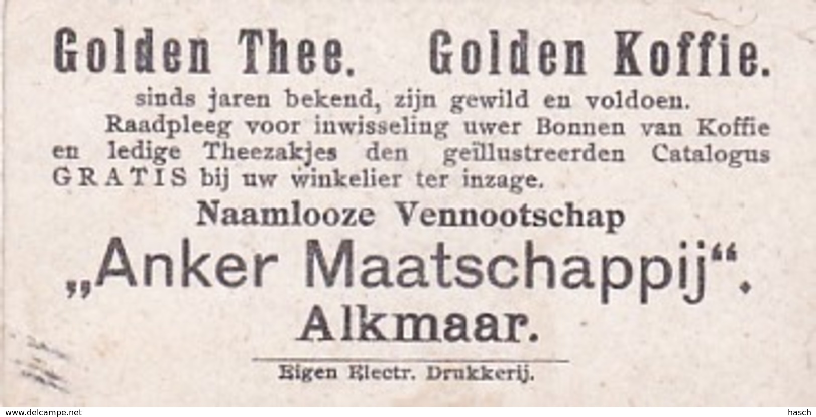 1937104Golden Thee. Golden Koffie. ,,Anker Maatschappij"  Alkmaar (Eigen Electr.drukkerij) - Andere & Zonder Classificatie