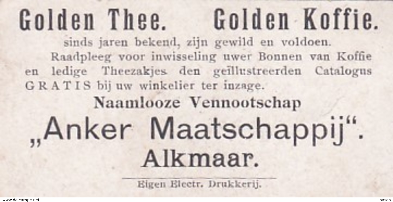 1937106Golden Thee. Golden Koffie. ,,Anker Maatschappij"  Alkmaar (Eigen Electr.drukkerij)(beschadiging L - Andere & Zonder Classificatie