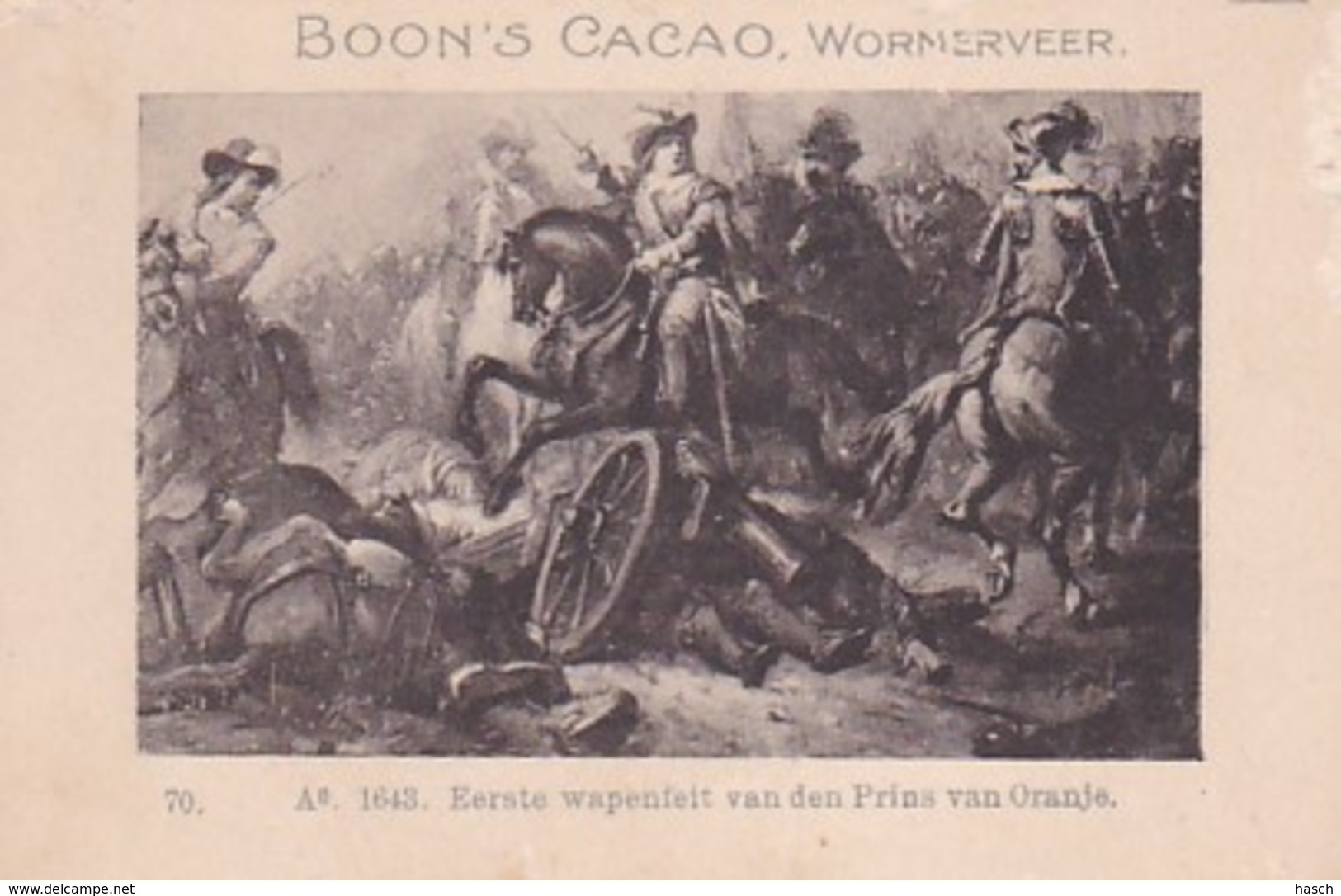 1937116Boon's Cacao, Wormerveer. Ao. 1643. Eerste Wapenfeit Van Den Prins Van Oranje. - Chocolade