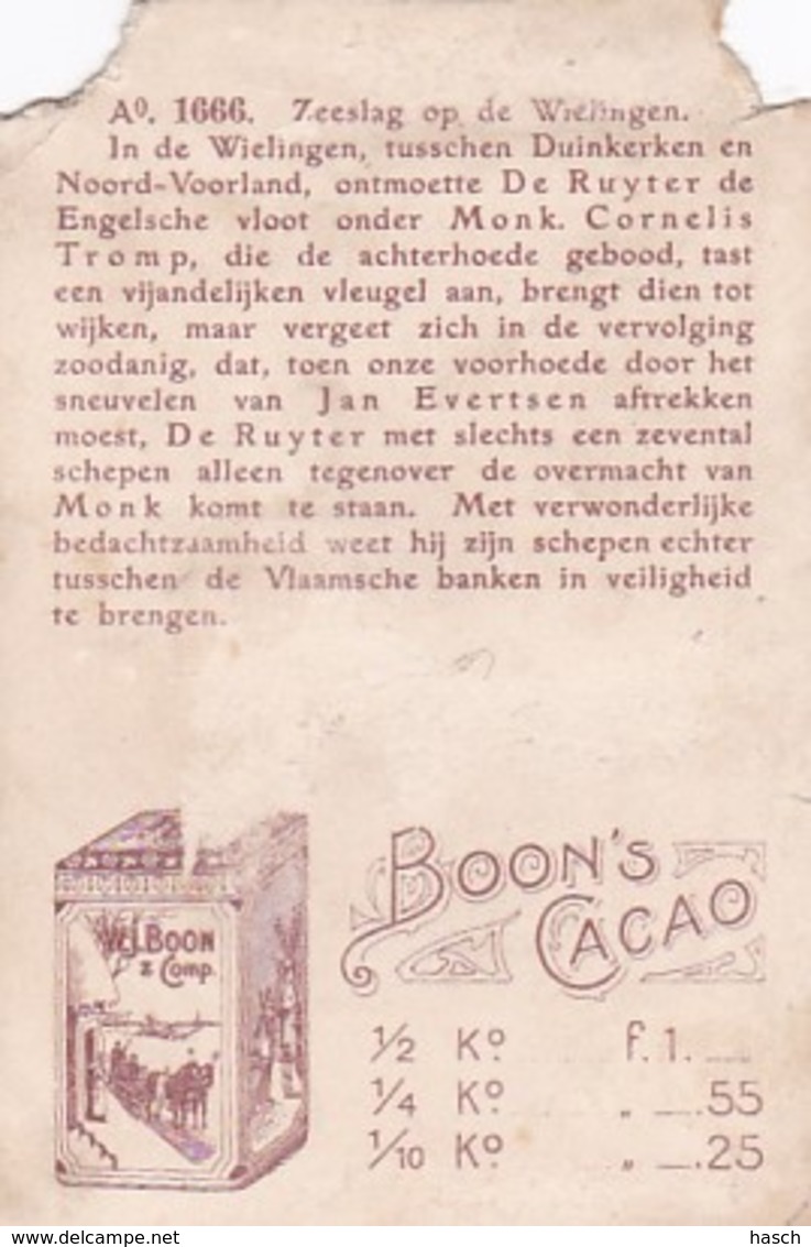 1937120Boon&rsquo S Cacao, Wormerveer. Ao. 1666. Zeeslag Op De Wielingen. (beschadigd) - Chocolade