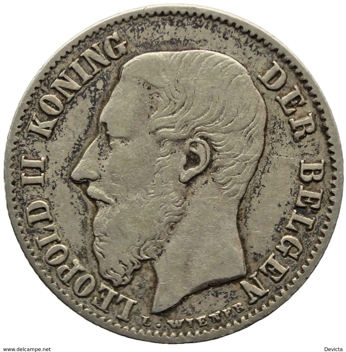 1899 50 Centimes Belgium Coin Silver Leopold II Dutch Text - 50 Cents
