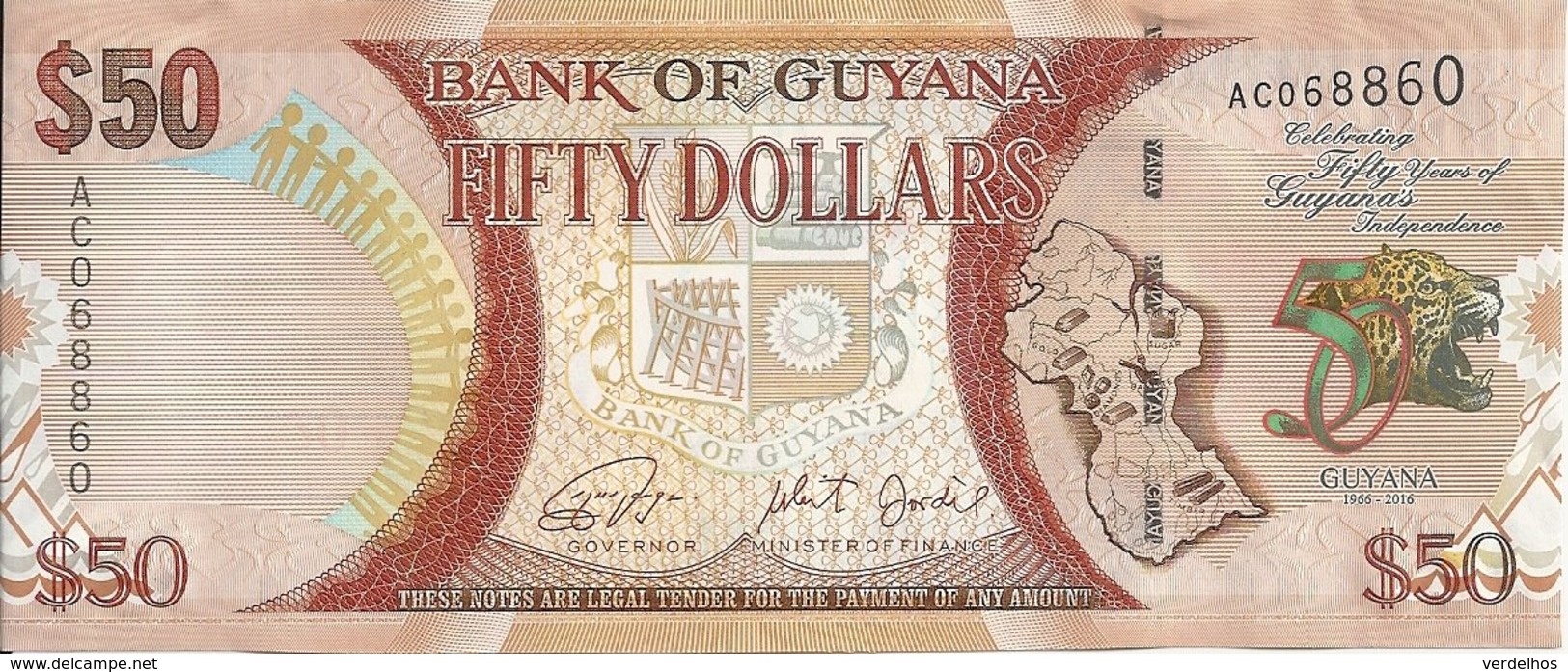 GUYANE 50 DOLLARS 2016 UNC P 41 - Guyana