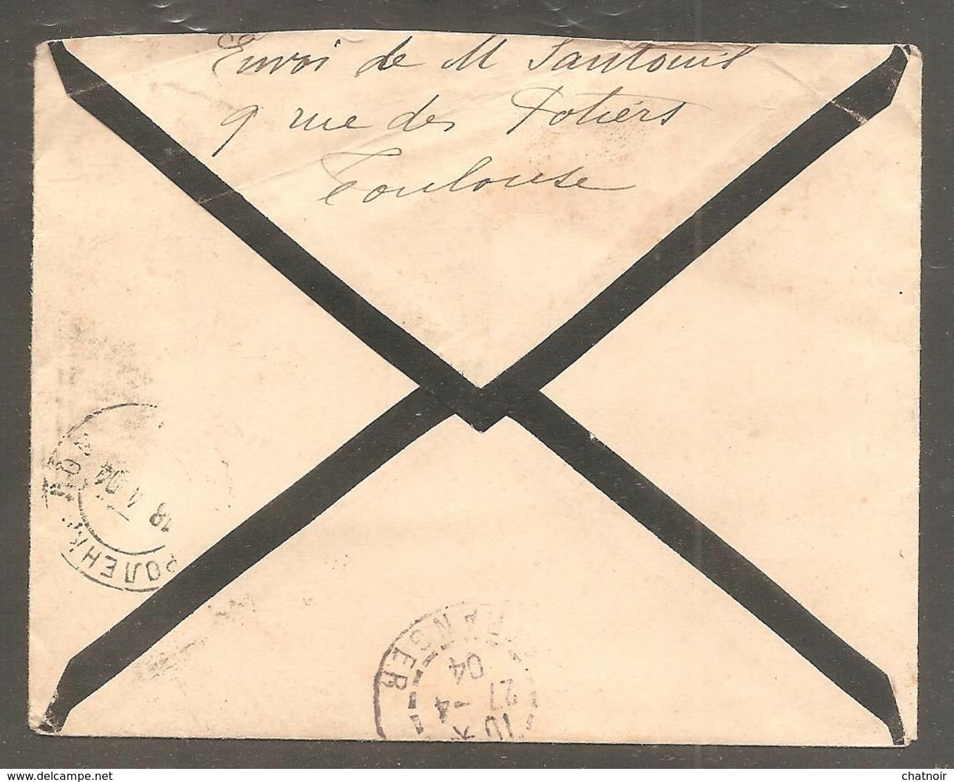 Enveloppe  Avec 25 C Semeuse  Oblit   TOULOUSE  1904  Pour La Russie - 1903-60 Säerin, Untergrund Schraffiert