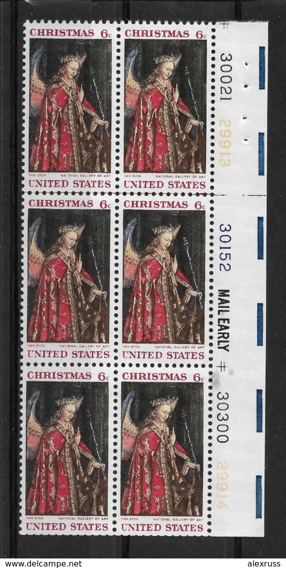 US 1968 Christmas, Angel Gabriel "The Annunciation",Plate Block # 1363,VF MNH** - Plattennummern