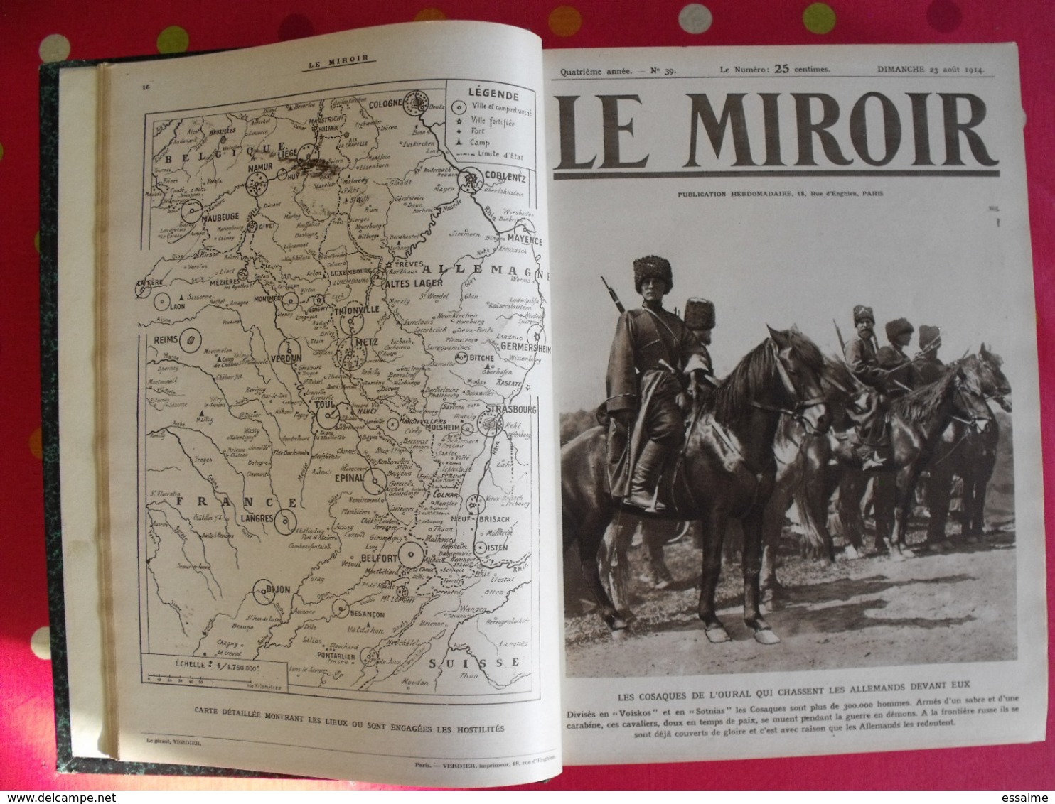 Le miroir. 1914/15. 73 numéros. l'actualité de l'époque très illustrée au début de la guerre. recueil, reliure.