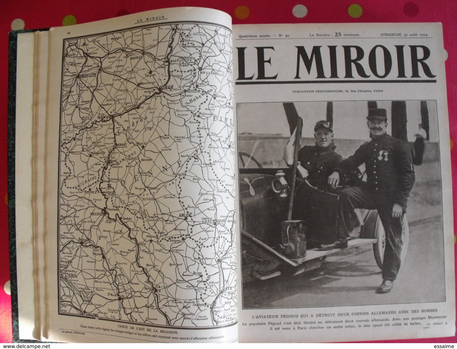 Le miroir. 1914/15. 73 numéros. l'actualité de l'époque très illustrée au début de la guerre. recueil, reliure.