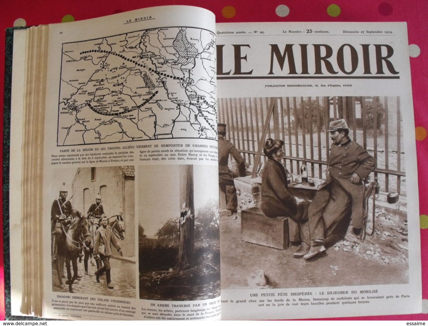 Le miroir. 1914/15. 73 numéros. l'actualité de l'époque très illustrée au début de la guerre. recueil, reliure.