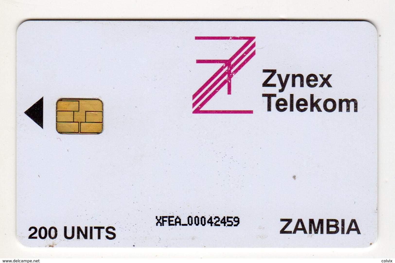 ZAMBIE REF MV CARDS ZAM-04 200U ZYNEX TELEKOM CN : XFEA Année 1998 - Zambie