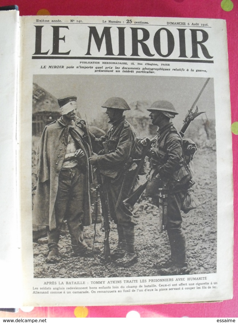 Le Miroir. 1916/17. 52 Numéros. L'actualité De L'époque Très Illustrée Pendant La Guerre 14-18. Recueil, Reliure. - Oorlog 1914-18