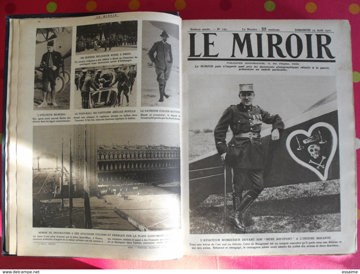 Le miroir. 1916/17. 52 numéros. l'actualité de l'époque très illustrée pendant la guerre 14-18. recueil, reliure.