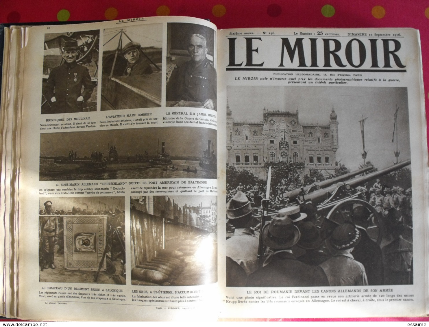 Le miroir. 1916/17. 52 numéros. l'actualité de l'époque très illustrée pendant la guerre 14-18. recueil, reliure.