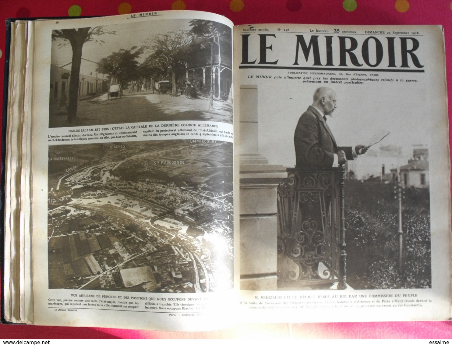 Le miroir. 1916/17. 52 numéros. l'actualité de l'époque très illustrée pendant la guerre 14-18. recueil, reliure.