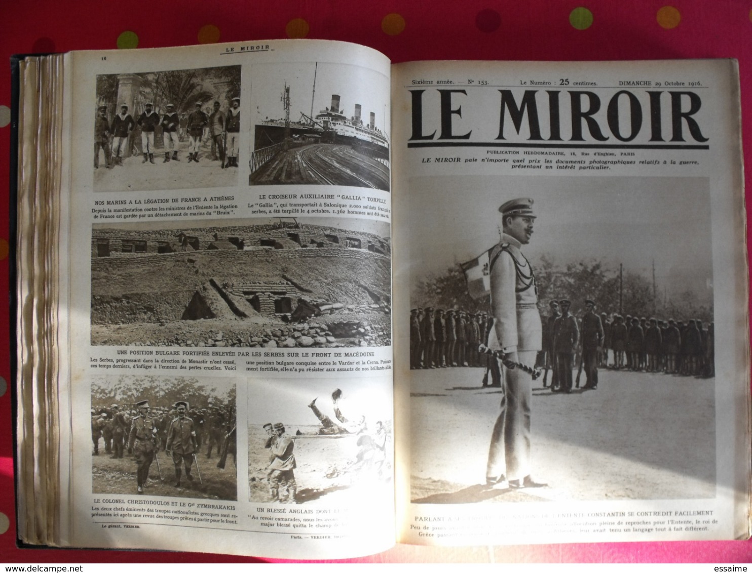 Le miroir. 1916/17. 52 numéros. l'actualité de l'époque très illustrée pendant la guerre 14-18. recueil, reliure.