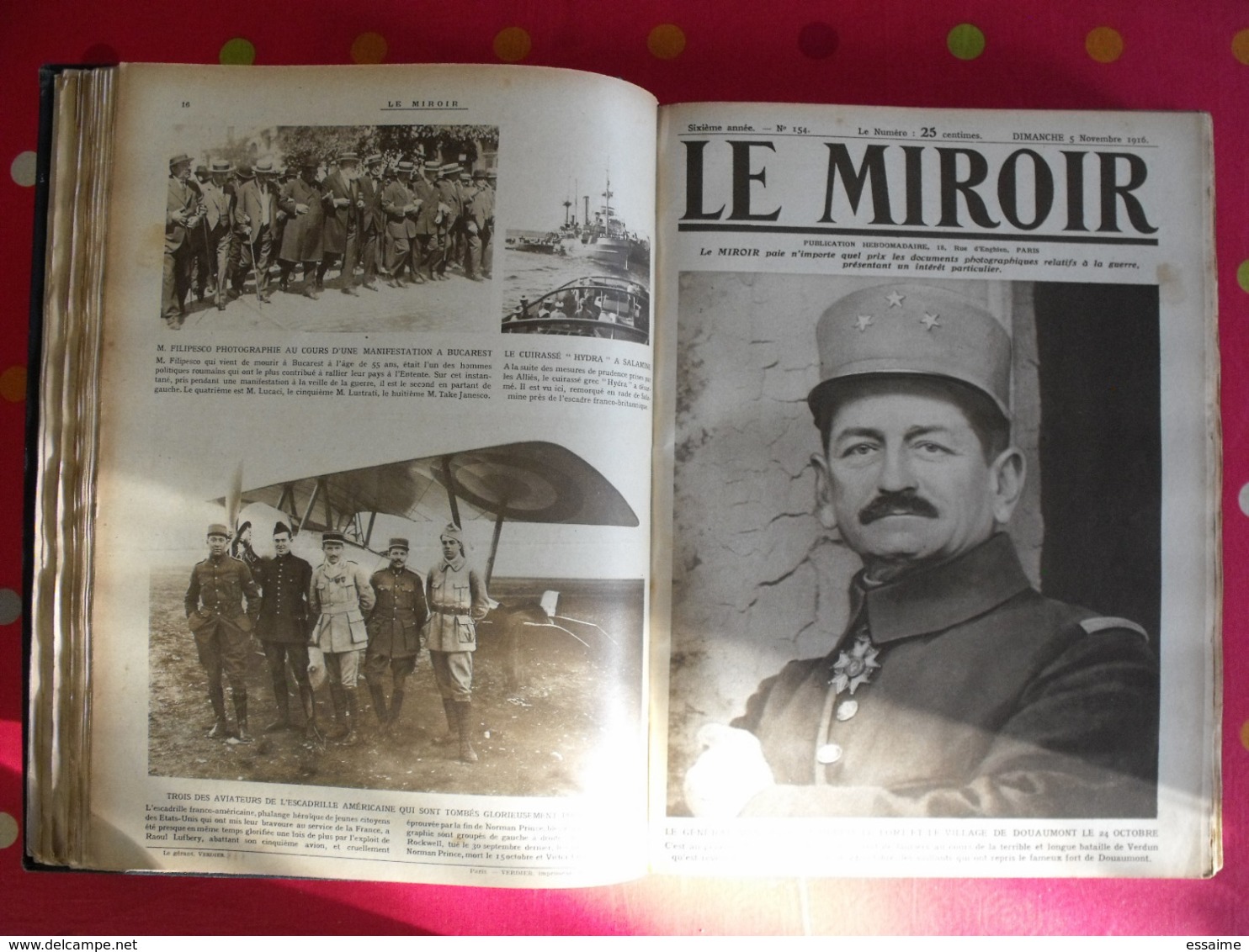 Le miroir. 1916/17. 52 numéros. l'actualité de l'époque très illustrée pendant la guerre 14-18. recueil, reliure.