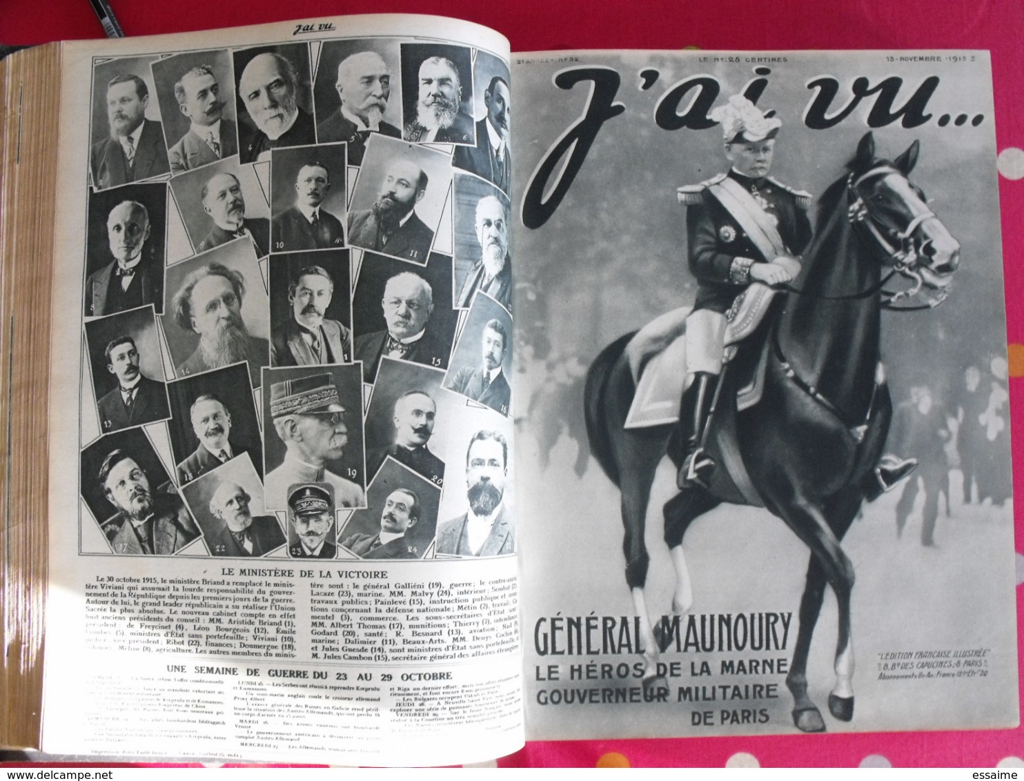 j'ai vu... 1915/16. 51 numéros. l'actualité de l'époque très illustrée pendant la guerre 14-18. recueil, reliure.