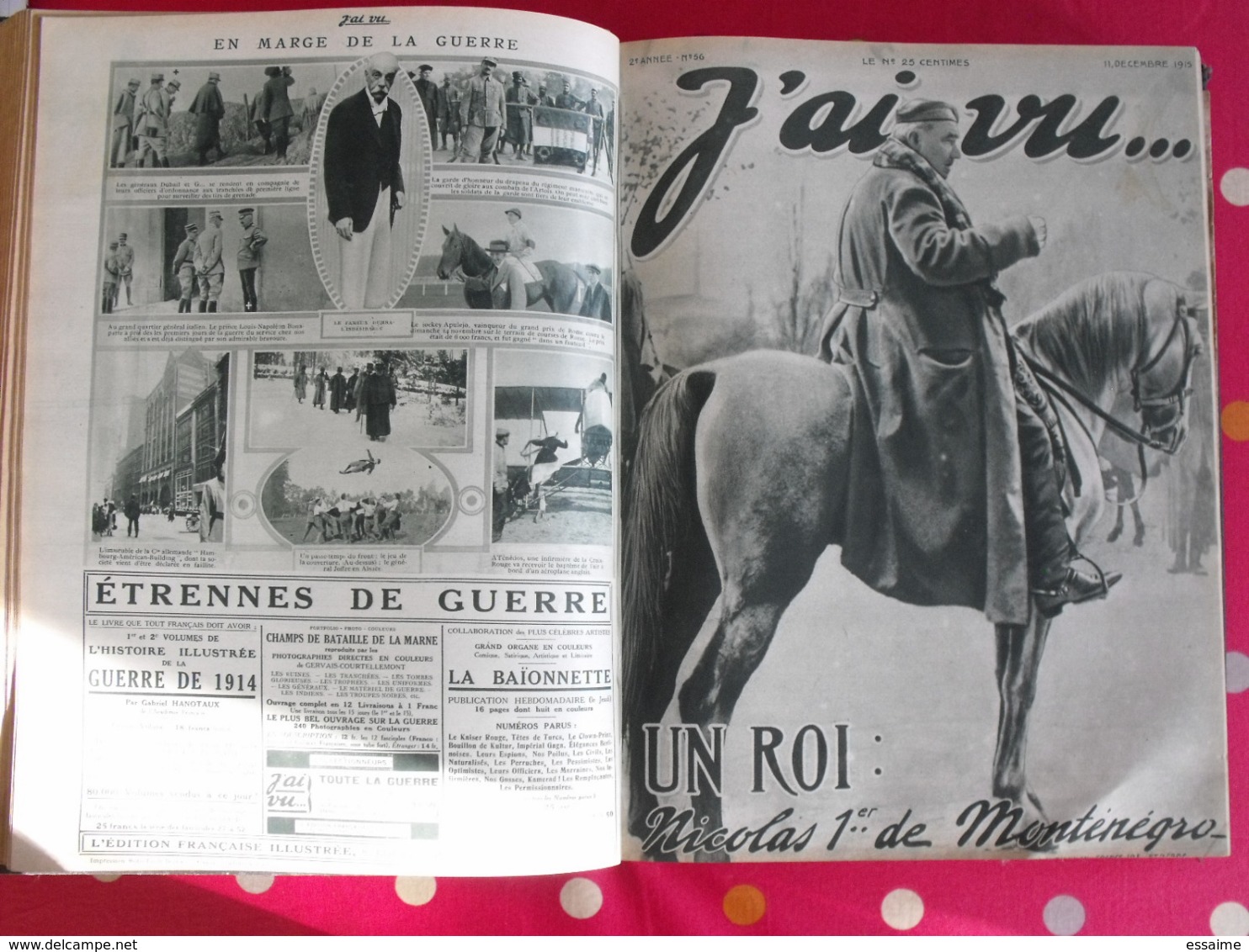 j'ai vu... 1915/16. 51 numéros. l'actualité de l'époque très illustrée pendant la guerre 14-18. recueil, reliure.