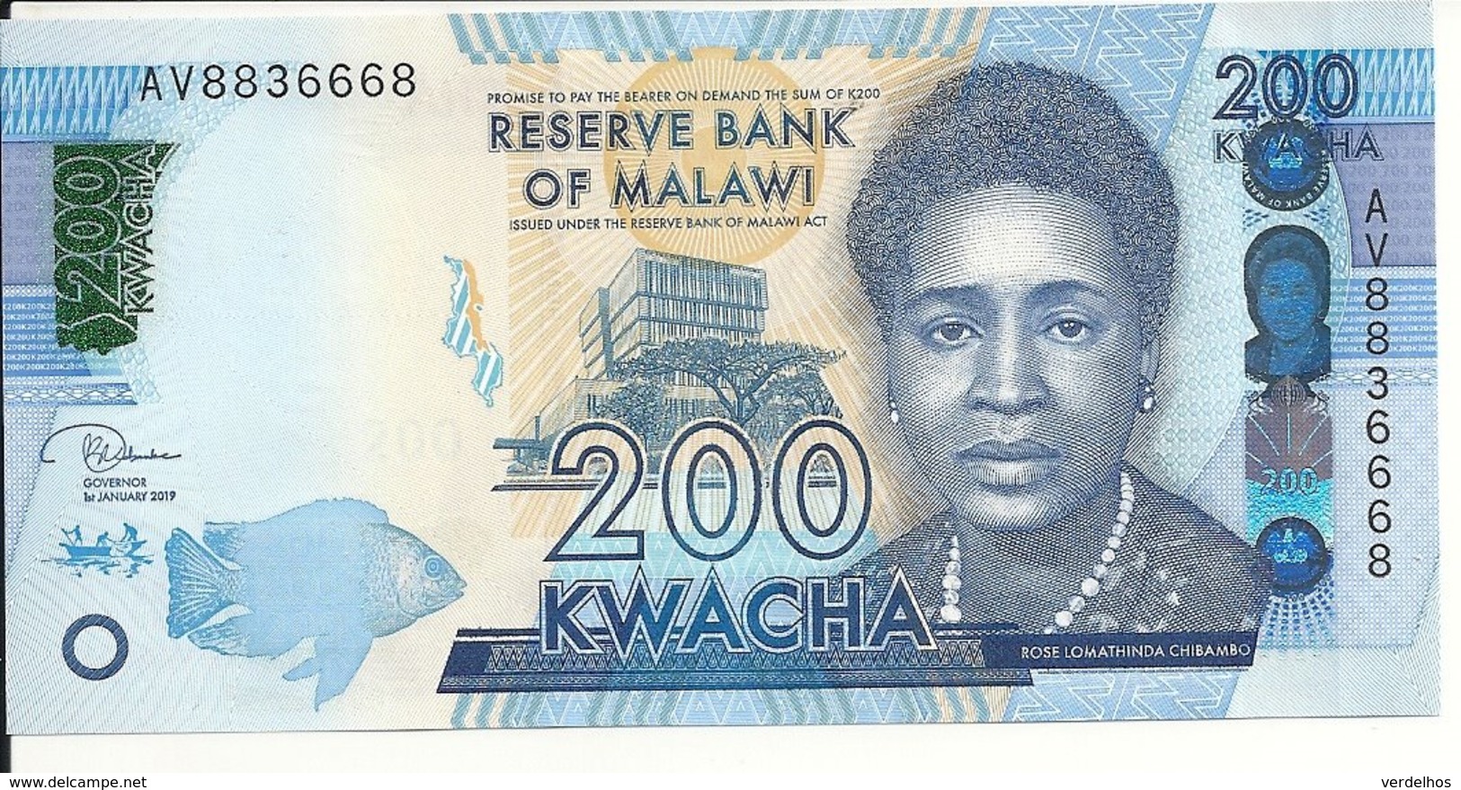 MALAWI 200 KWACHA 2019 UNC P 60 E - Malawi