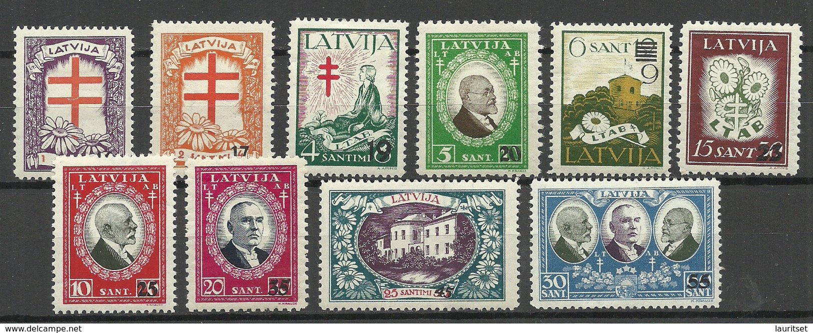 LETTLAND Latvia 1931 Michel 180 - 189 Incl. Better Watermark Positions - Lettonia