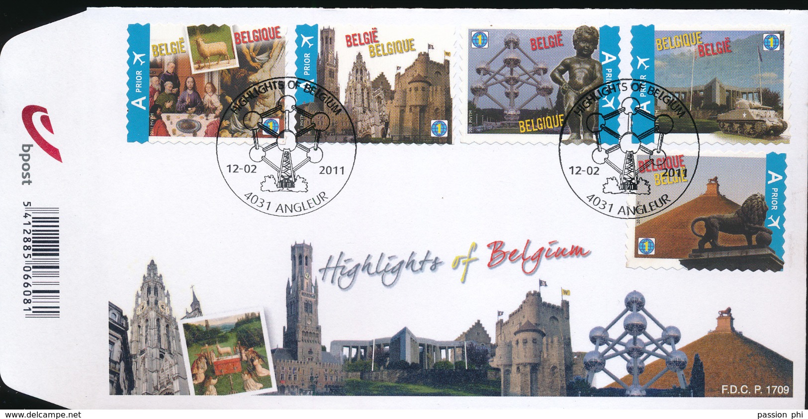 BELGIUM COB 4098/102 FDC - 2011-2014