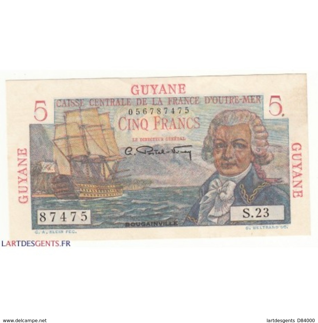 GUYANE 5 FRANCS BOUGAINVILLE  SPL  1946 - Guyane Française