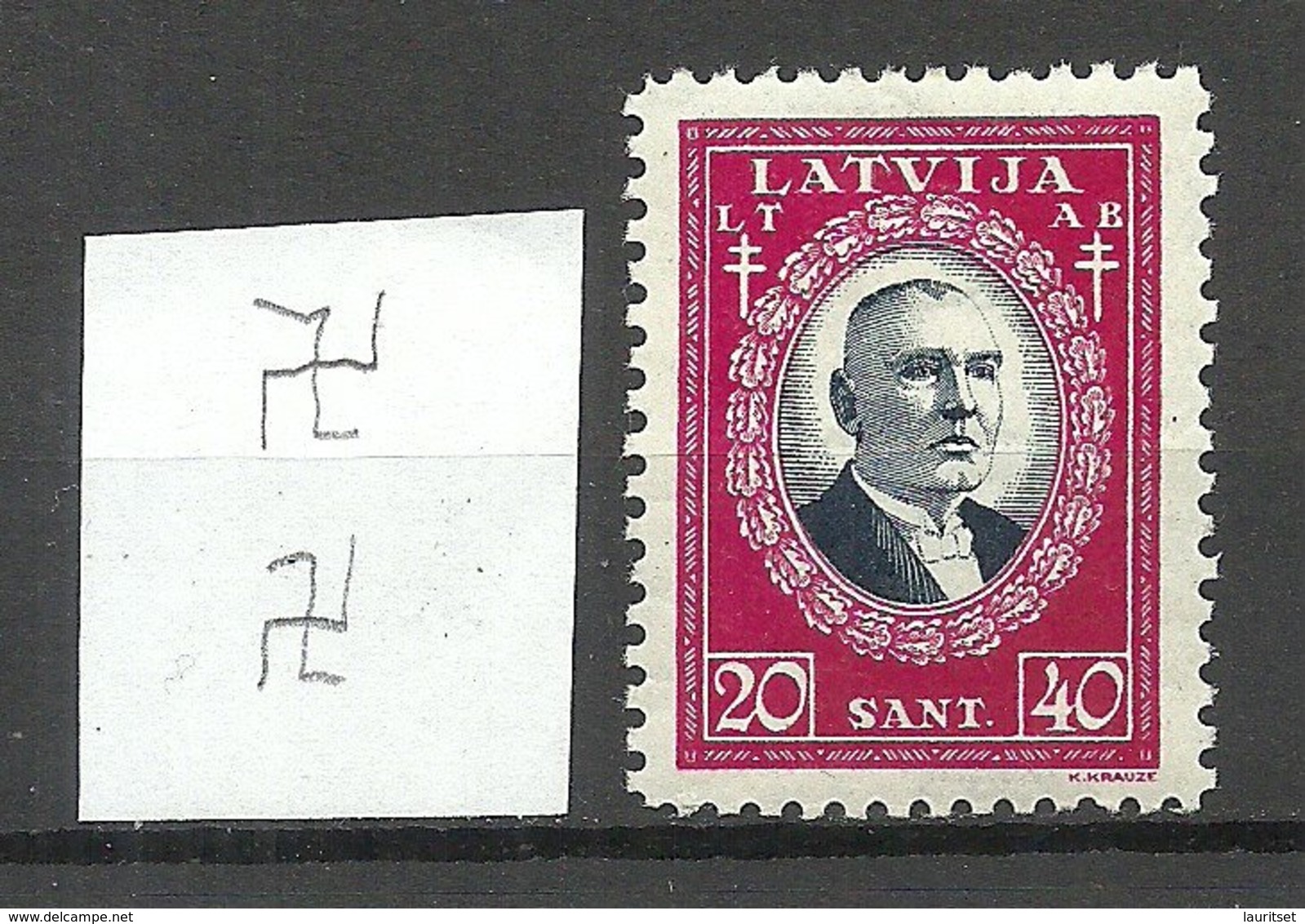 LETTLAND Latvia 1930 Michel 168 * WM Inverted Vertical - Lettland