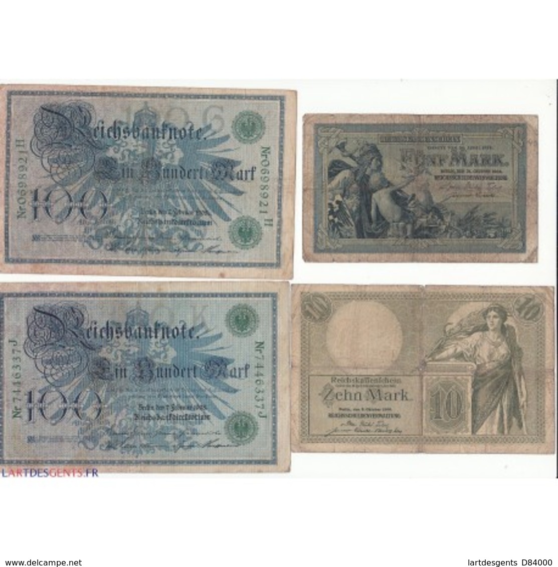 LOT DE 20 REICHSBANKNOTE DIVERS 1904 à 1915 - Andere & Zonder Classificatie