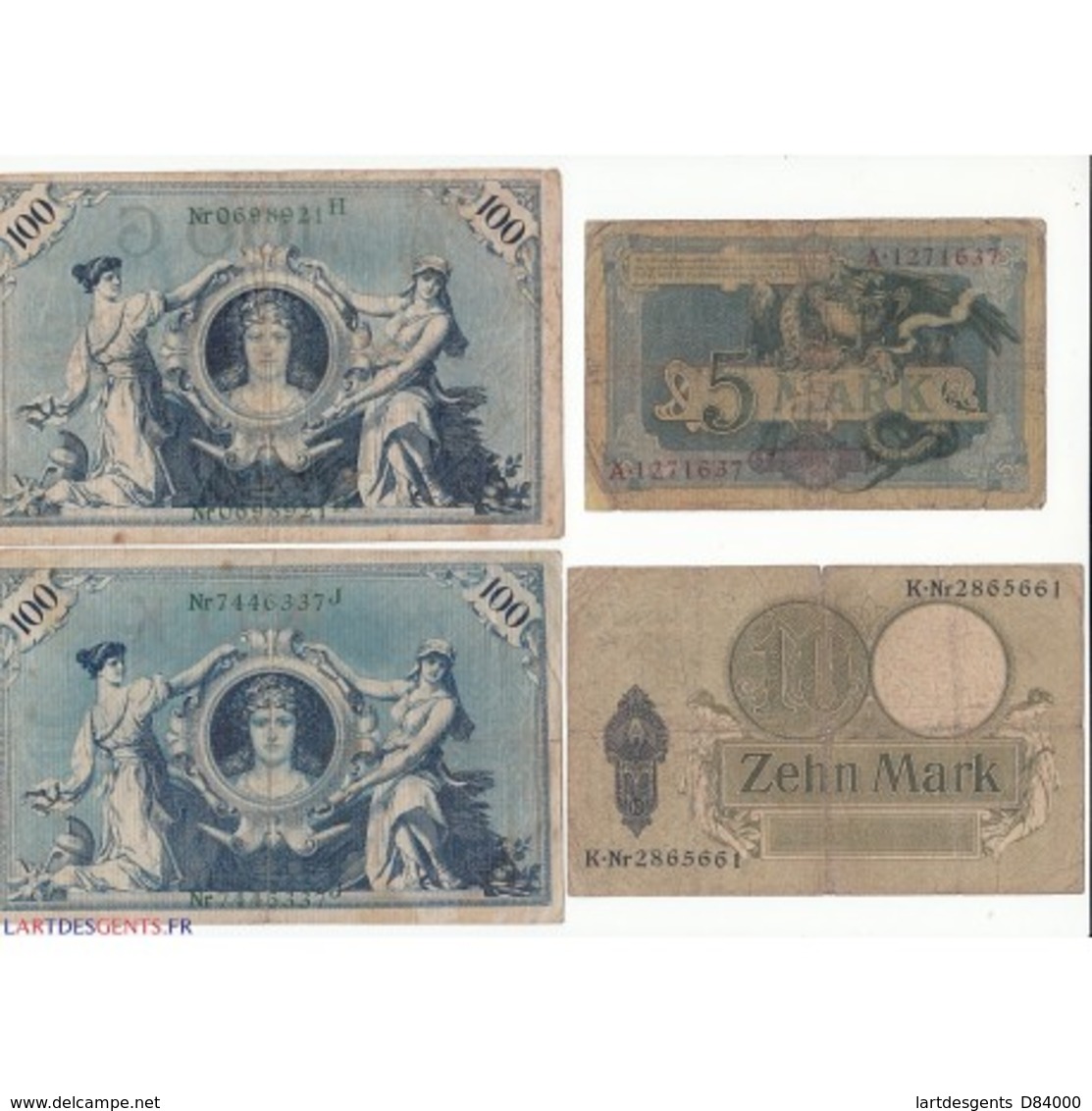 LOT DE 20 REICHSBANKNOTE DIVERS 1904 à 1915 - Andere & Zonder Classificatie