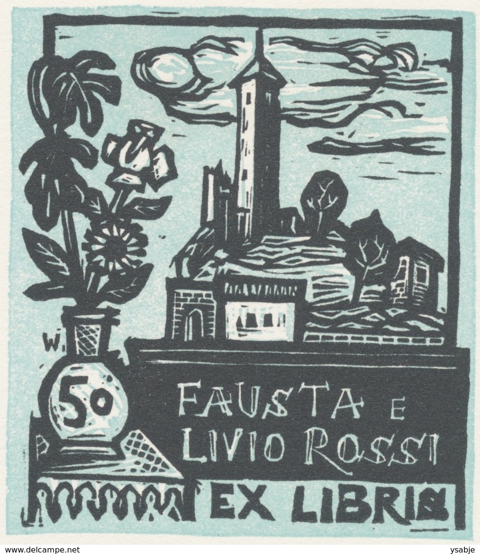 Ex Libris Fausta E Livio Rossi - Remo Wolf (1912-2009) - Exlibris