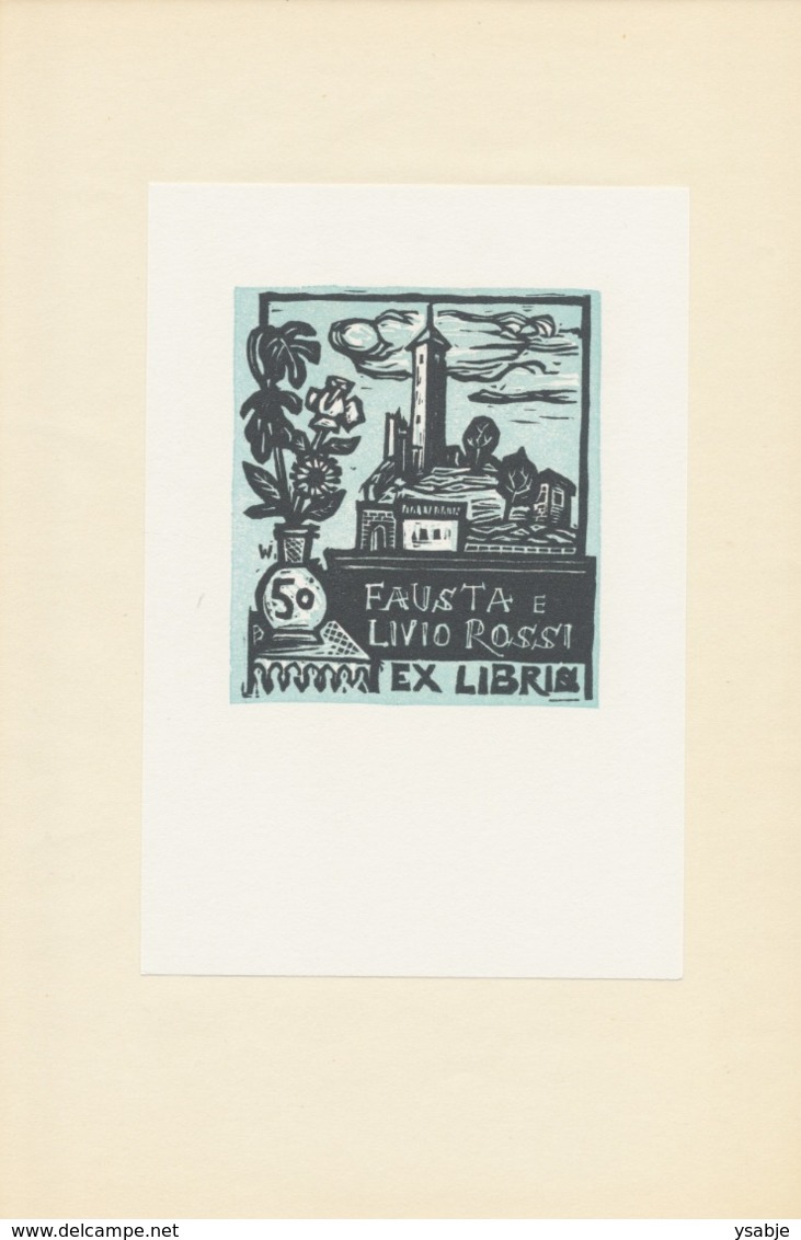 Ex Libris Fausta E Livio Rossi - Remo Wolf (1912-2009) - Exlibris