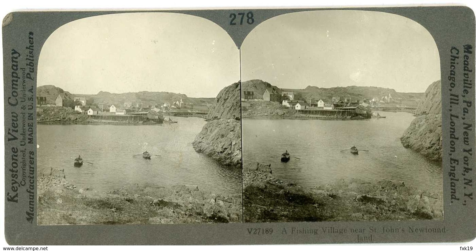 Canada NEWFOUNDLAND Fishing Village Near St John's Stereoview 27189 Ve278ef - Stereoscopic