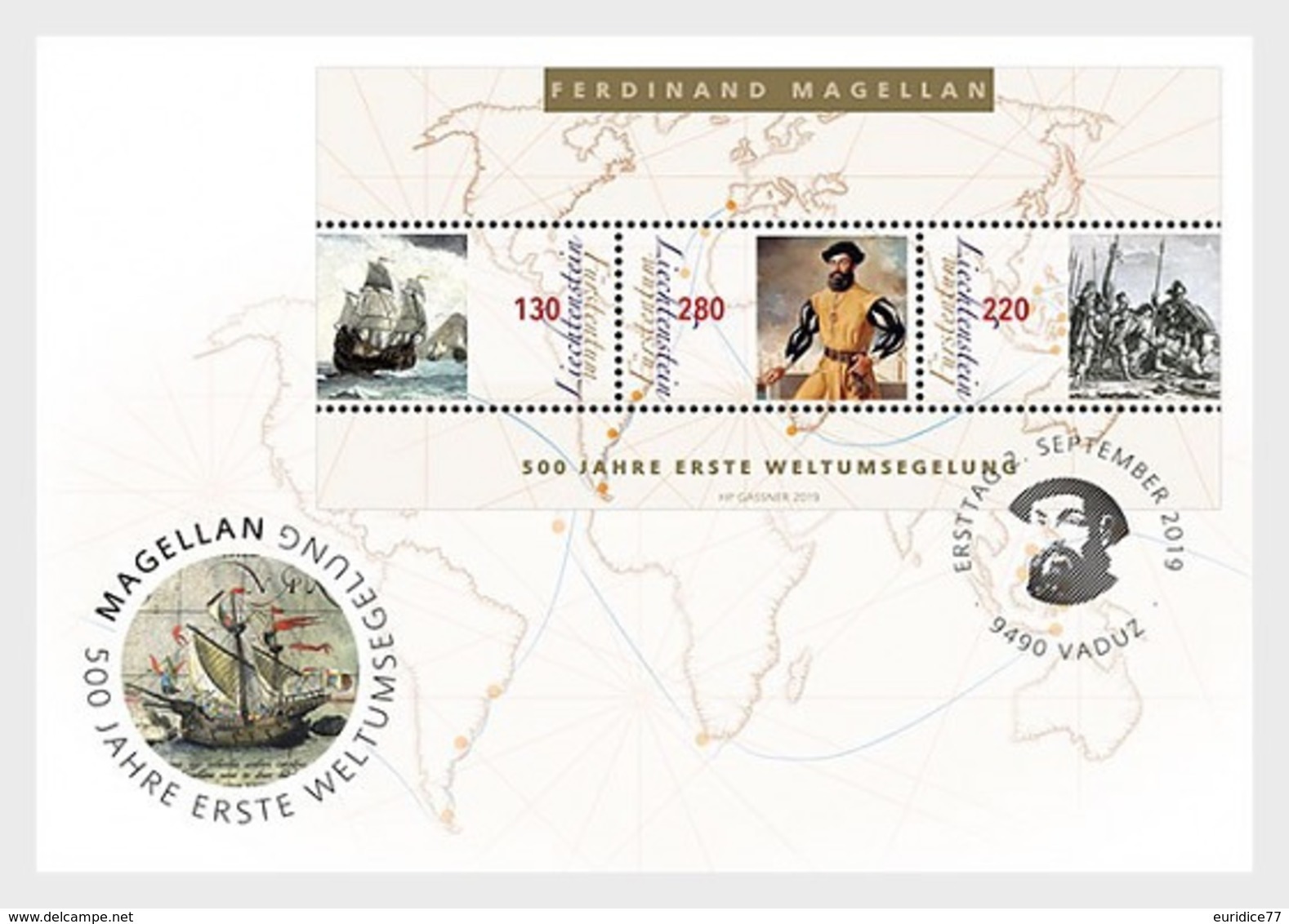 Liechtenstein 2019 - 500 Years First World Circumnavigation FDC - Nuevos