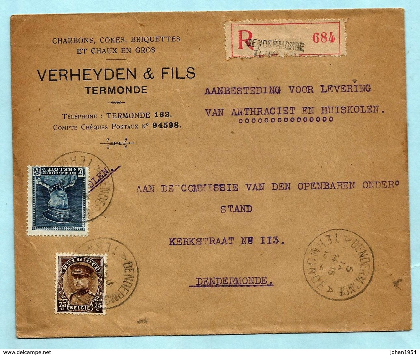 N°320+341 Op Aanget. Zending, Afst. DENDERMONDE / TERMONDE 05/09/1932 - 1931-1934 Képi