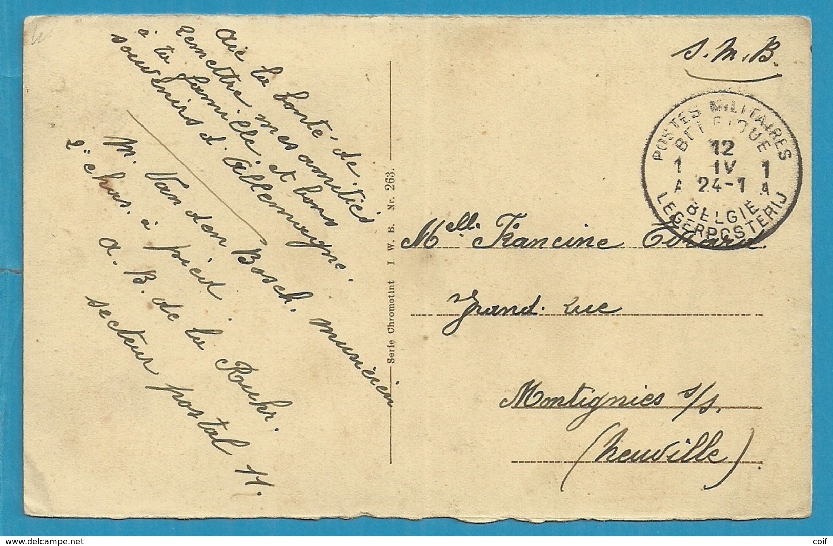 Kaart (KOLN) Met Stempel POSTES MILITAIRES BELGIQUE 1A - Legerstempels