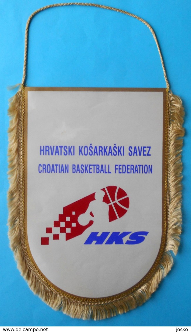 CROATIA BASKETBALL FEDERATION - Large Official Captain's Pennant * Fanion Basket-ball Baloncesto Pallacanestro Kroatien - Bekleidung, Souvenirs Und Sonstige