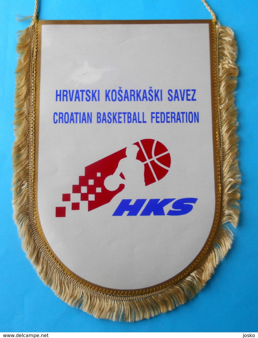 CROATIA BASKETBALL FEDERATION - Large Official Captain's Pennant * Fanion Basket-ball Baloncesto Pallacanestro Kroatien - Bekleidung, Souvenirs Und Sonstige