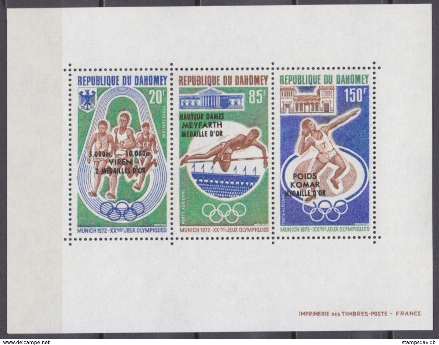 1972	Dahomey	499-501/B20	1972 Olympic Games In  Munchen	6,00 € - Sommer 1972: München