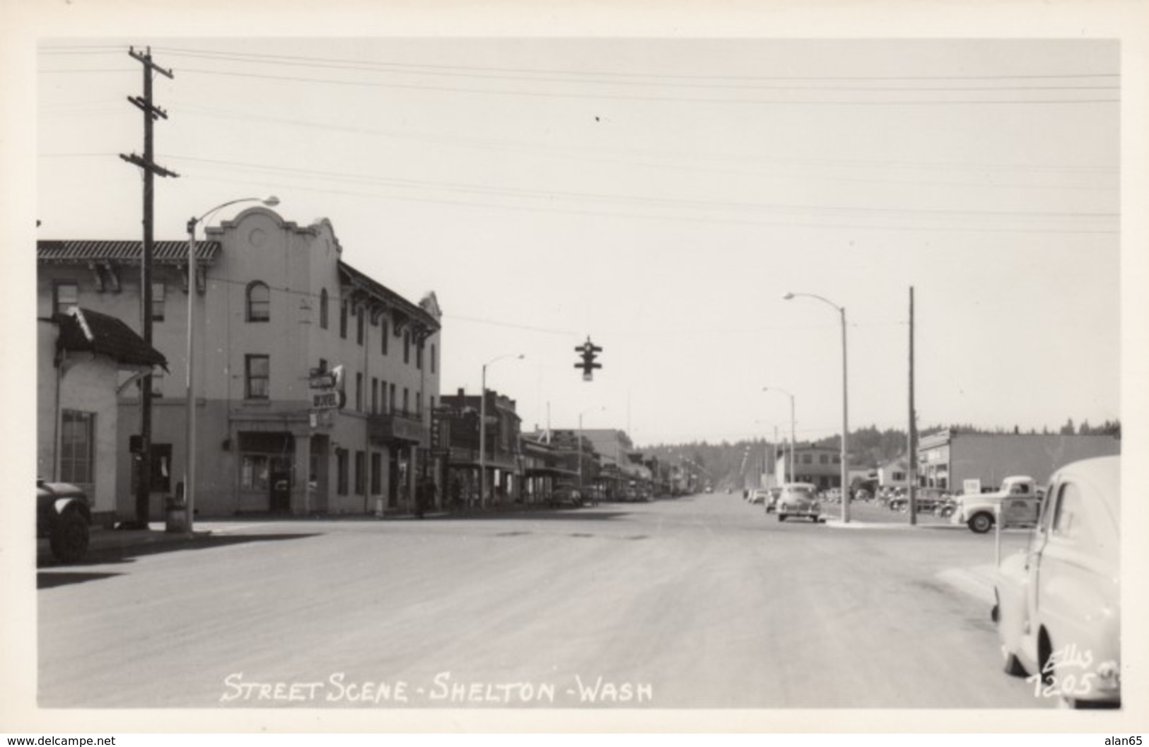 Shelton Washington, Railraod Avenue Street Scene, C1940s Vintage Ellis #7205 Real Photo Postcard - Altri & Non Classificati