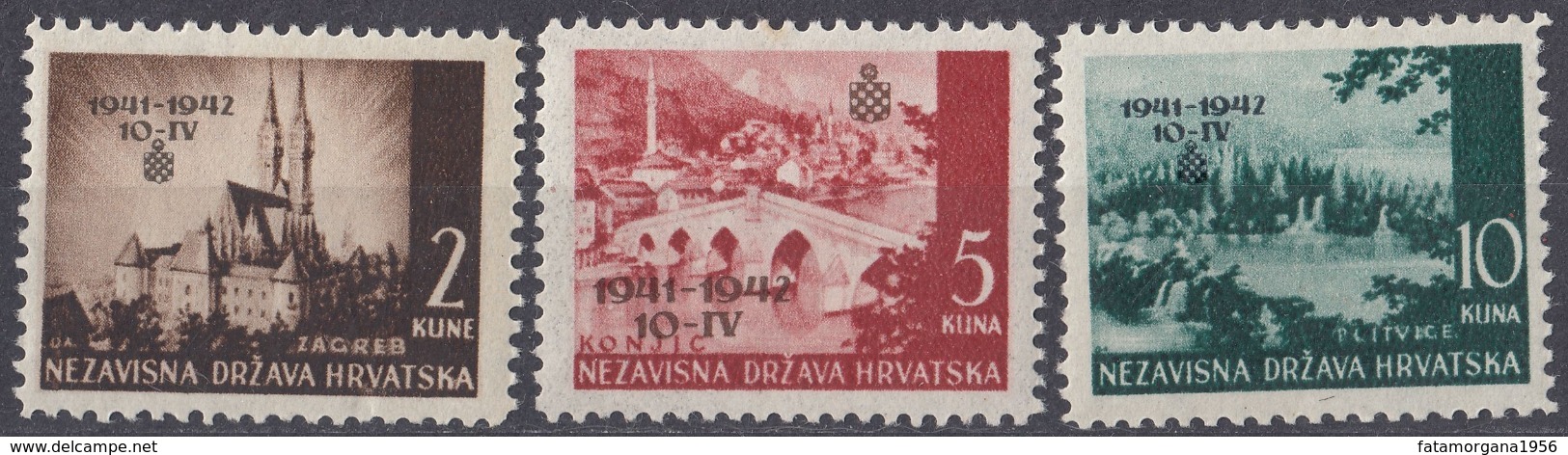 CROAZIA - 1942 - Serie Completa Nuova MNH Formata Da 3 Valori: Yvert 54/56. - Croacia