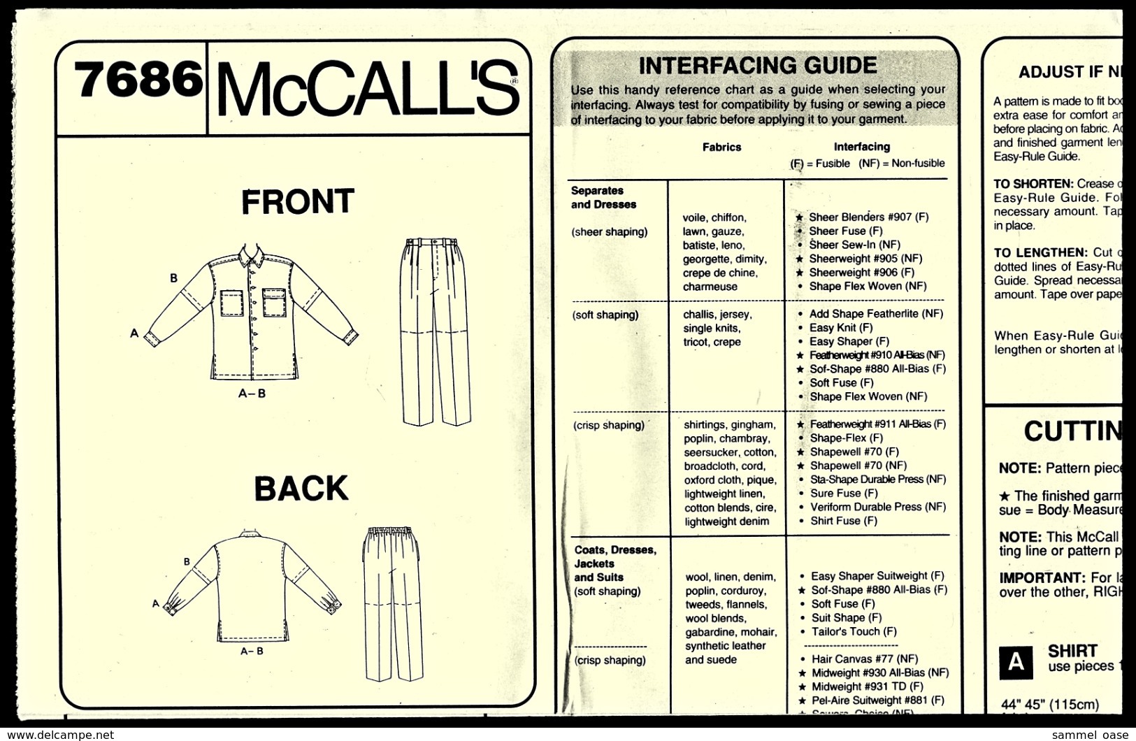 Vintage McCall`s Schnittmuster 7686  -  Herren Lang Oder Kurzarm Shirt, Hose & Shorts  -  Größe 38-42 - Andere & Zonder Classificatie
