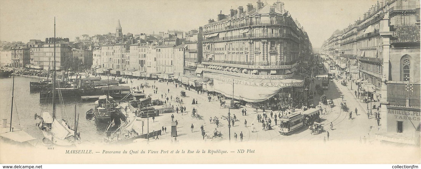 CPA PANORAMIQUE FRANCE 13 "Marseille, Panorama Du Quai Du Vieux Port Et De La Rue De La République" - Non Classificati