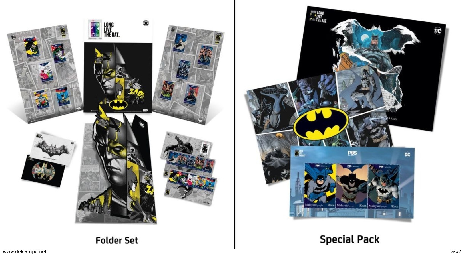 Malaysia 2019 Batman 80 Years Personalized Stamp Folder Set + Special Pack MNH Cartoon Comics DC Unusual (hologram) - Fumetti